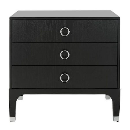 Safavieh 28 X 30 X 19 In. Lorna 3 Drawer Contemporary Night Stand, Black FOX6232A